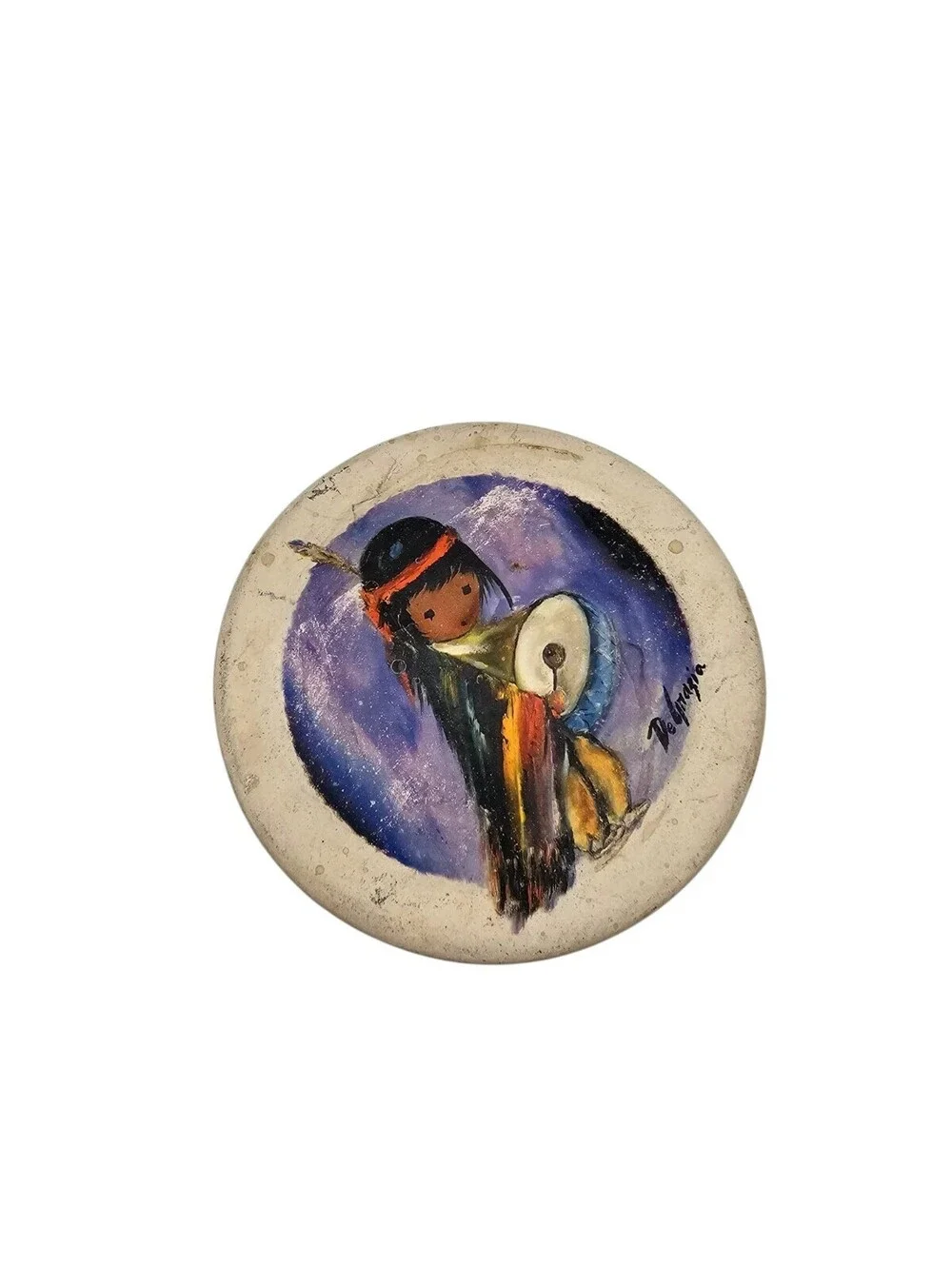 Ted DeGrazia sandstone drink coaster set featuring southwestern children art